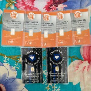 Bundle of 5 1 grain silver card and 2 1/4 grain gold card